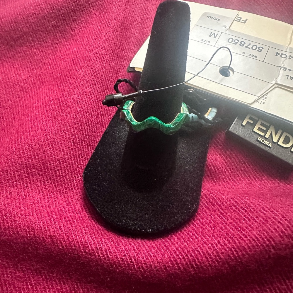 Fendi Wave Stack Rings in Black, Green, Turquoise - Picture 11 of 13